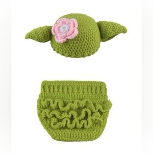NWOT CUSTOM MADE Star Wars Yoda Green Crochet Baby Infant Photos Costume
